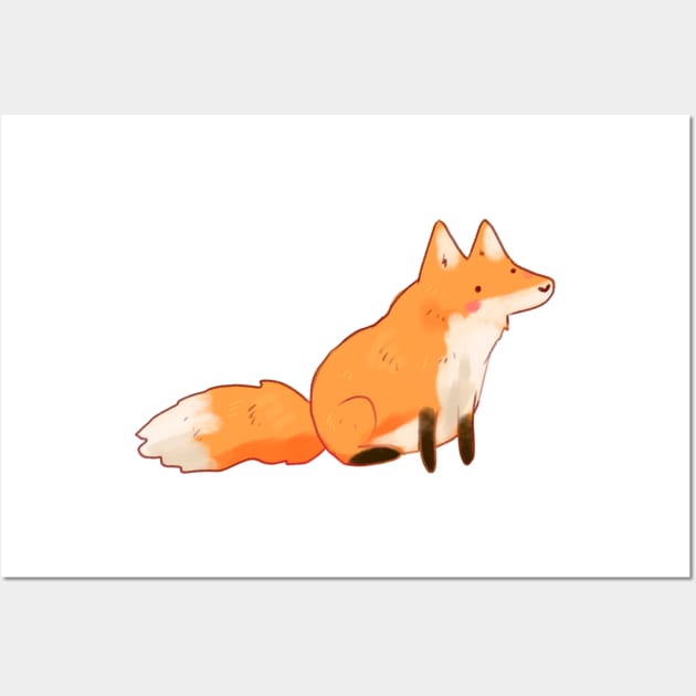 Cute fox drawing Wall Art by Mayarart